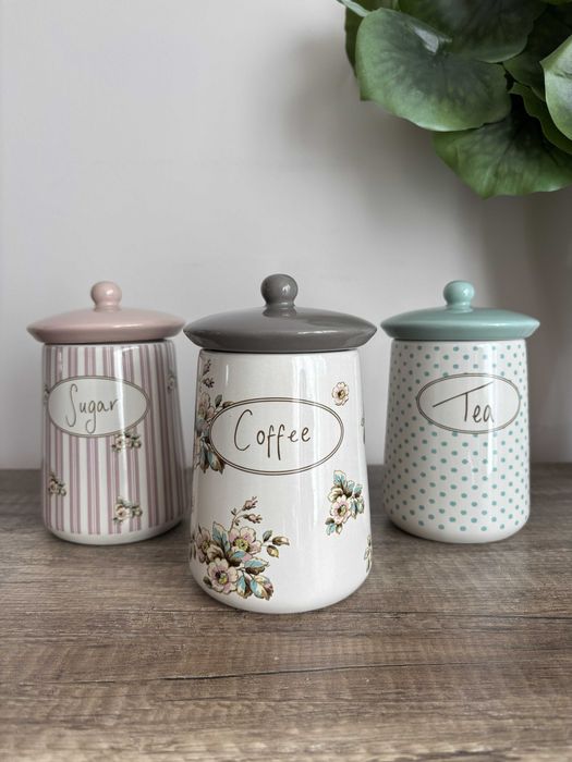 Zestaw pojemników ceramicznych Katie Alice - kawa, herbata, cukier