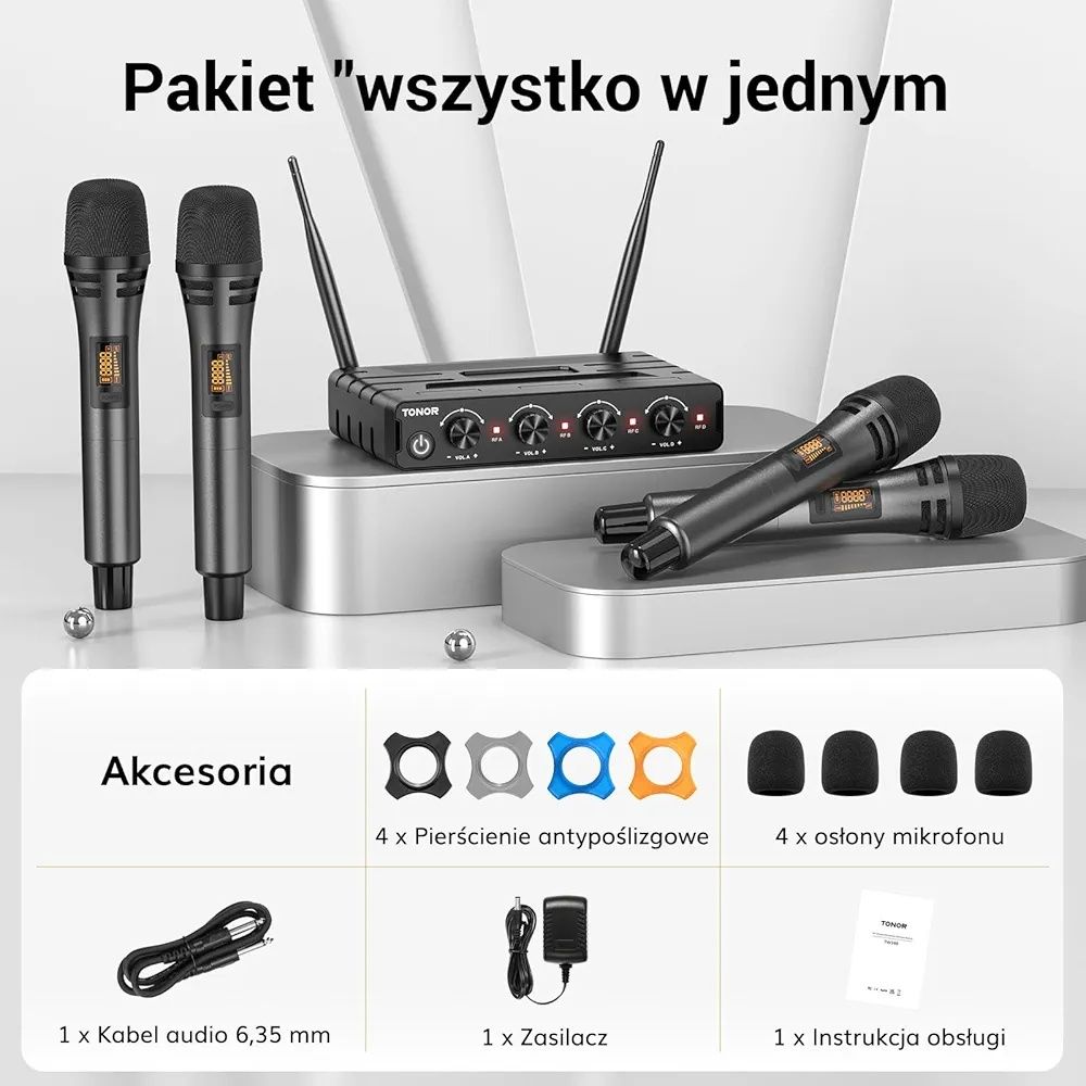 TONOR – 4x5-kanałowy system mikrofonów bezprzewodowych UHF