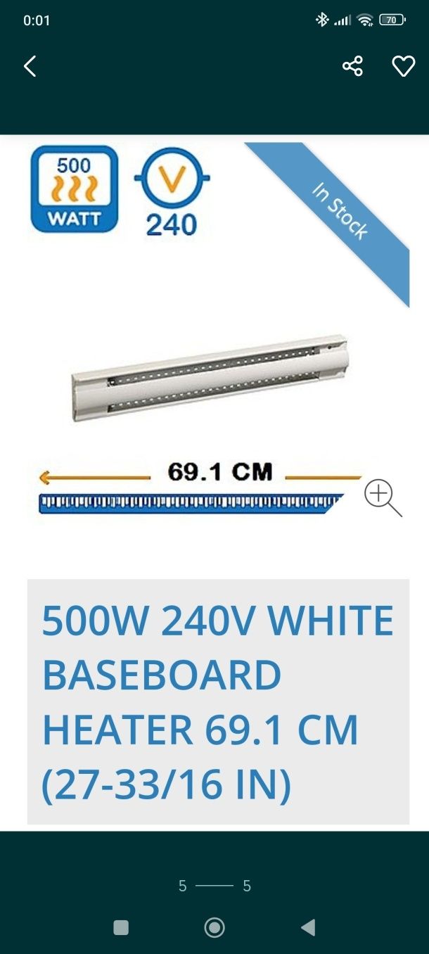 Grzejniki elektryczne pod termostat Ouellet Canada inc. 500W