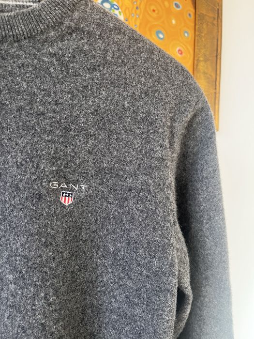Luksusowy Szary Sweter Gant, 100% Wełna Wool, S 36, stan idealny