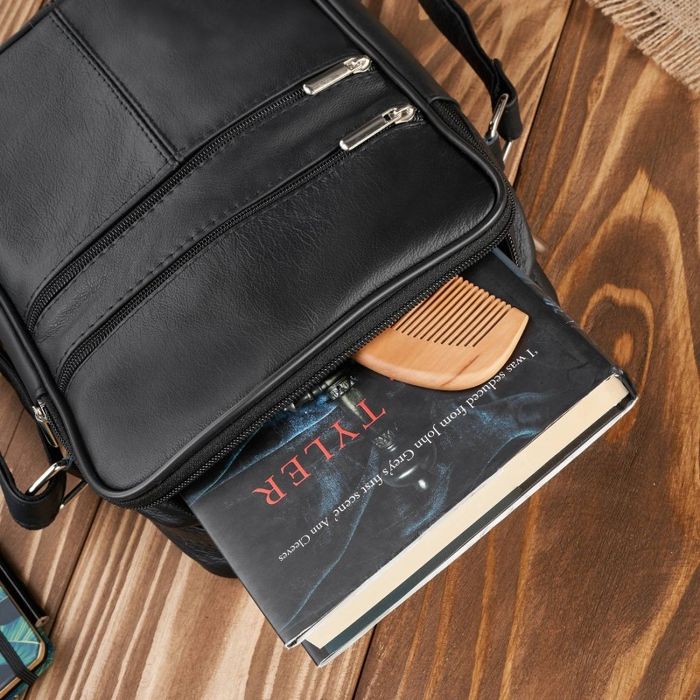 saszetka męska listonoszka na ramię skórzana czarna abruzzo abr-03