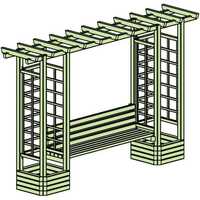 Pergola drewniana ogrodowa z ławką prosta 210 x 350 x 72 cm