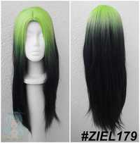 Peruka długa czarna z zielonym odrostem Billie Eilish cosplay wig