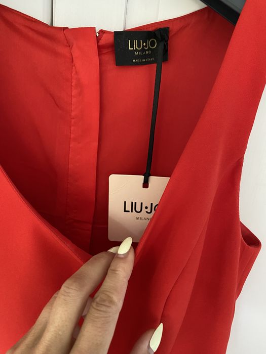 Liu jo klasyczna sukienka czerwona tuba na zamek z rozporkiem 34 XS