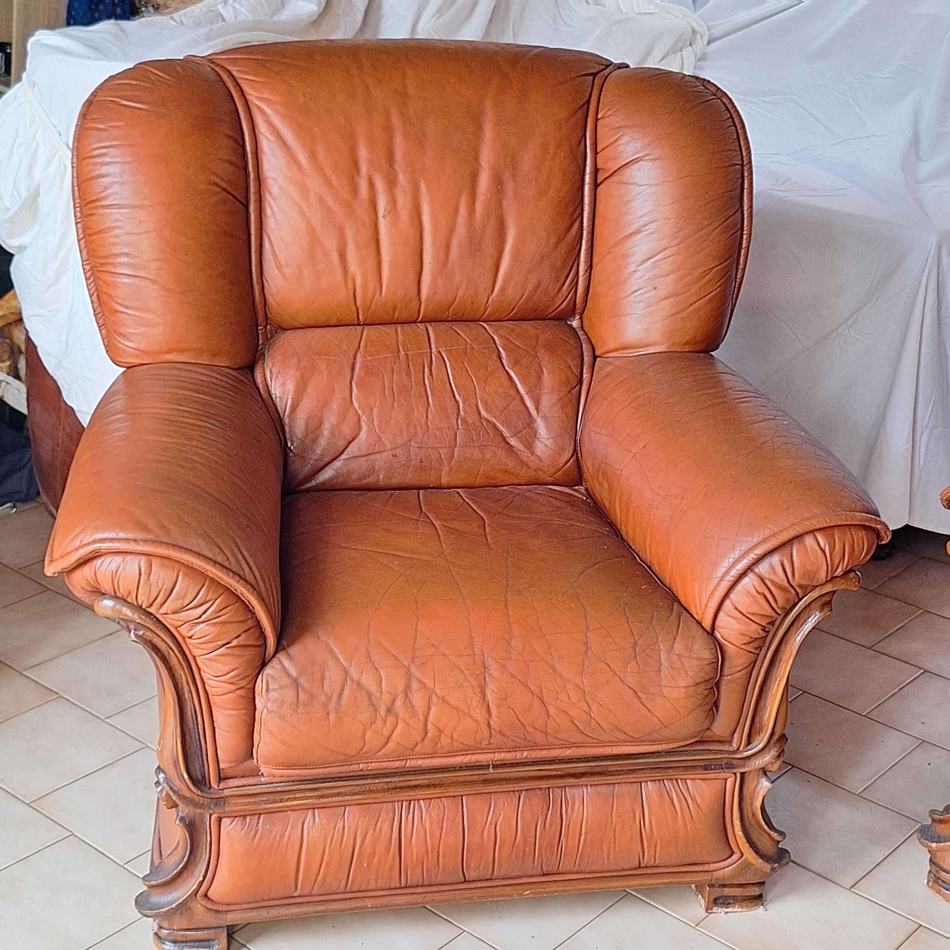 Conjunto de Sofás em Pele