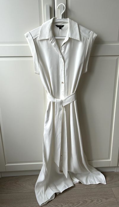 Sukienka letnia Massimo Dutti z paskiem – r. 38, wiskoza, len, bawełna