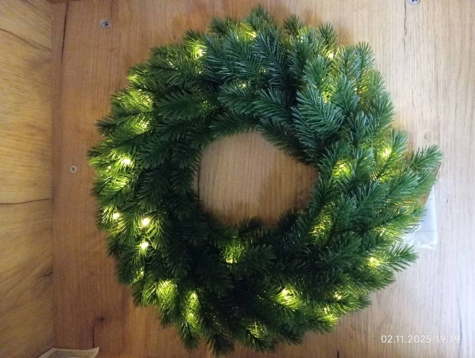 Вінок гірлянда від батарейок Різдвяний вінок Декор новорічний для дому