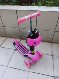 Trójkołowa różowa hulajnoga biedronka - początkowa, scooter, dziecięca