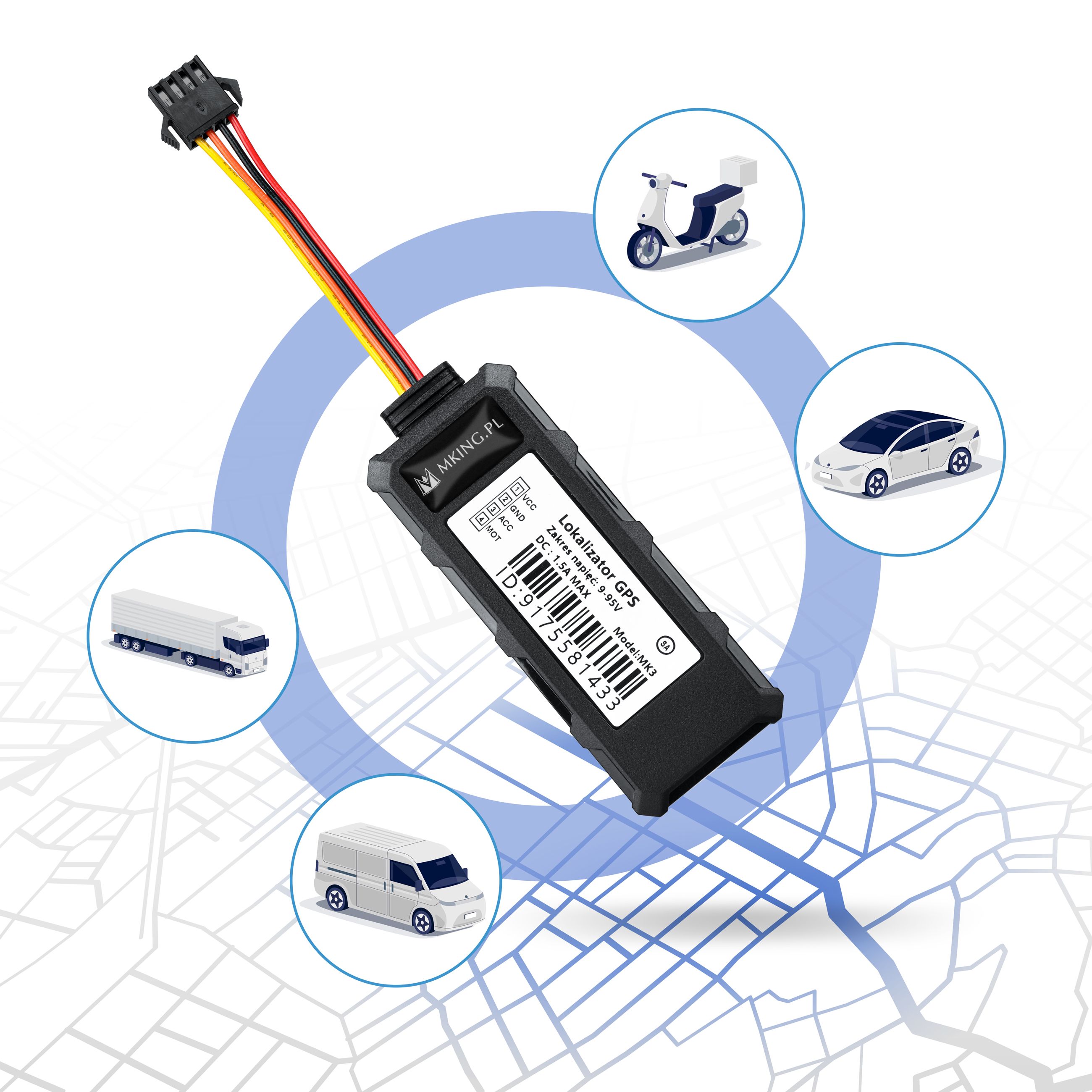 Lokalizator GPS 2G 4G sledzenie pojazdu łodzi odcięcie MK3