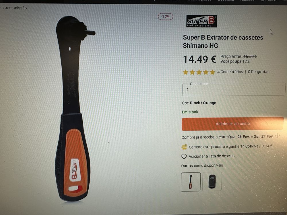 Extrator Cassete Shimano HG - SuperB TB-1445 - NOVO/NEW