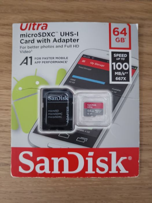 Karta microSD 64GB + Adapter SanDisk Ultra