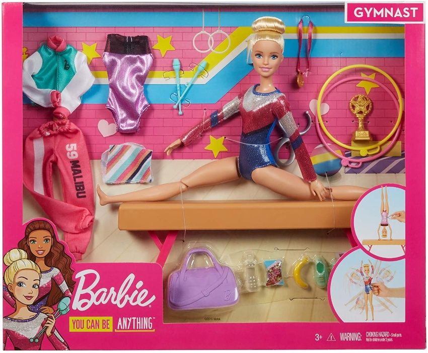 Шарнирная кукла Барби гимнастка на бревне Barbie Gymnastics.
