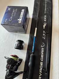 Conjunto para de Pesca LRF  spining em Excelente Estado Cana Savage Gear e Carreto Okuma