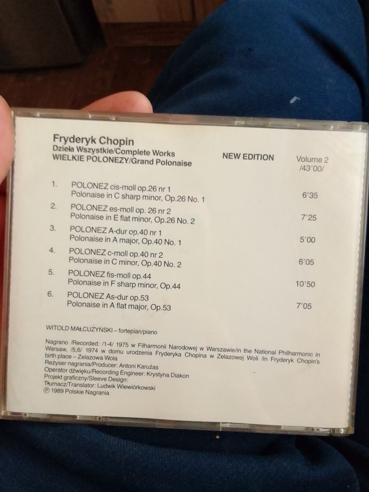 F.CHOPIN Dzieła Wszystkie Wielkie Polonezy Witold Małcużyński płyta cd