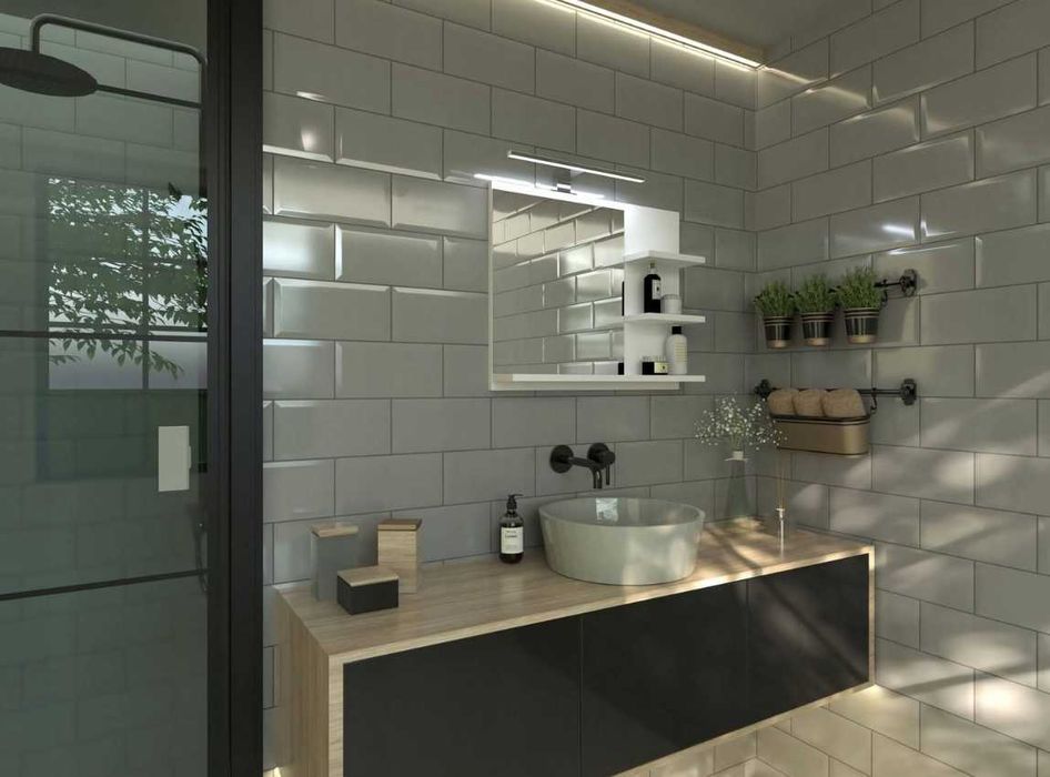 Lustro LED z półkami i kinkietem 60x50 cm białe mat łazienkowe