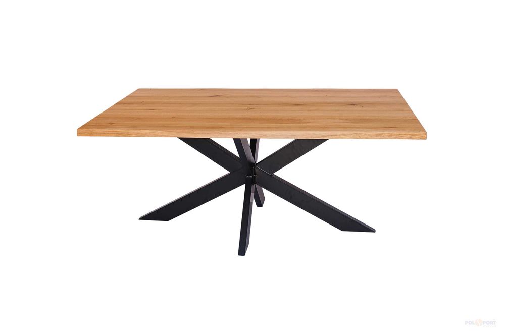 Stół dębowy rustykalny 200x100 – lite drewno, nogi pająk/krzyżak