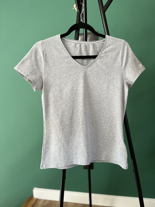 Bluzka t-shirt grey gray szara szary M&S marks spencer bawełna cotton