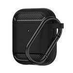 Etui Silikonowe CARBON PRO TPU na AirPods 1, 2 Karabińczyk Czarne