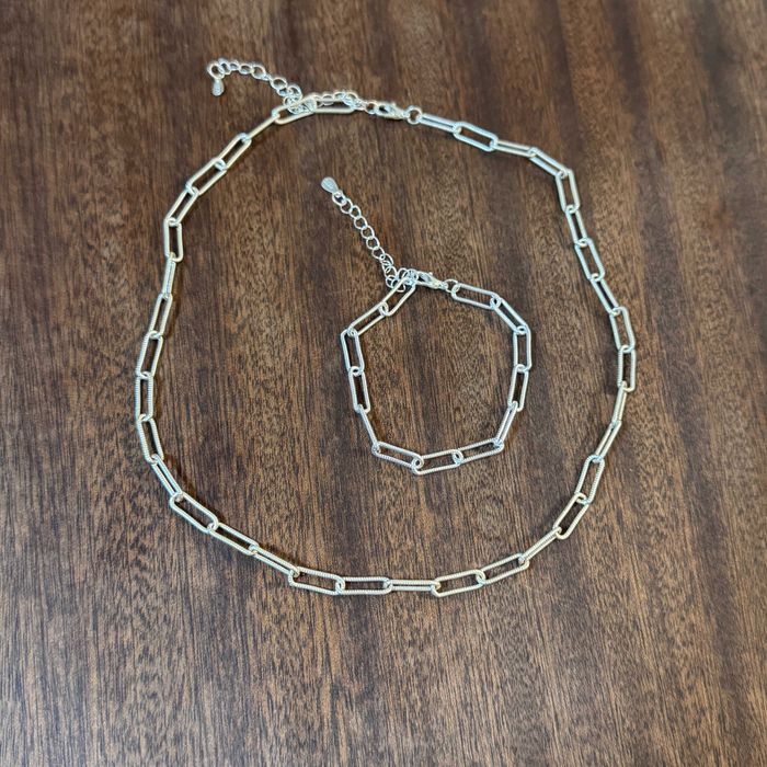 Conjunto Colar e Pulseira Prata