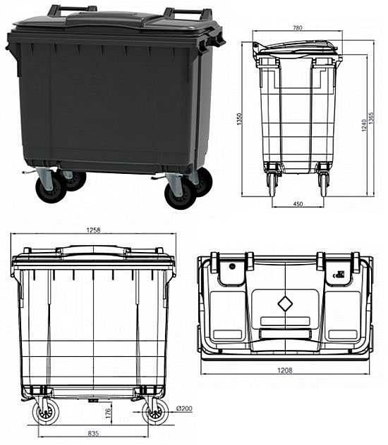 Używane  pojemniki na odpady 770l niemieckie kosze na śmieci