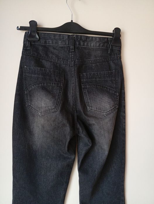 Czarne jeansy dzwony z kieszeniami, rozmiar XS