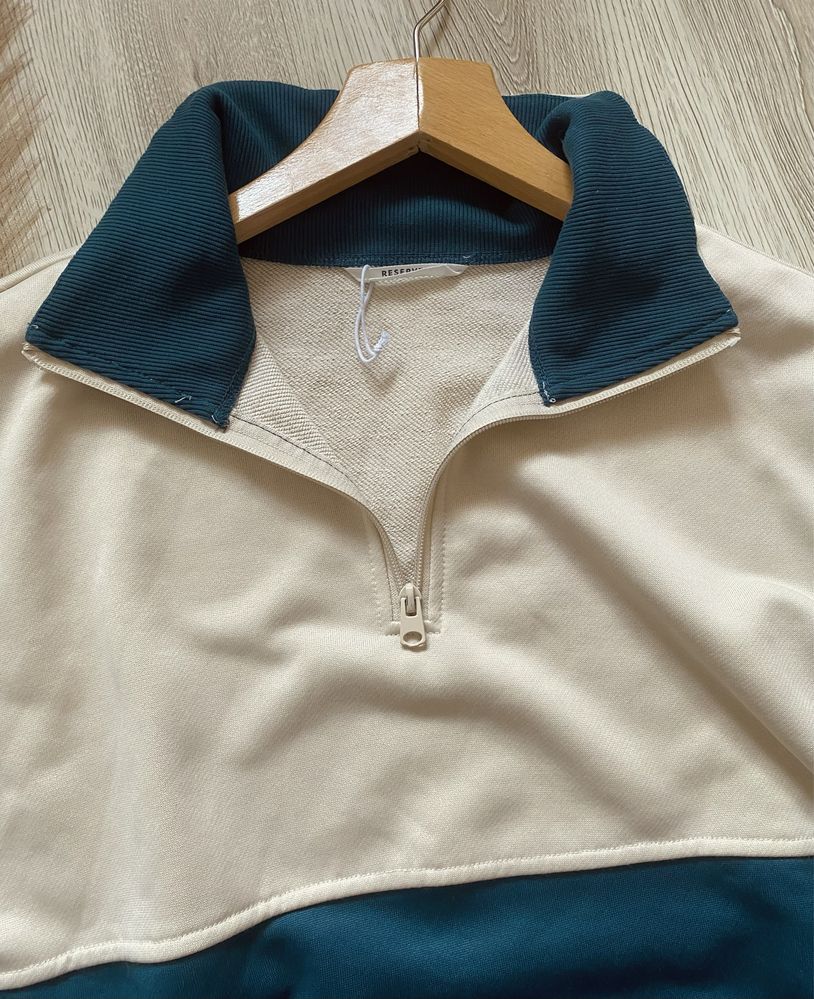 Bluza męska Reserved oversize z zamkiem zielono-beżowa L/XL