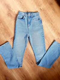 Spodnie dzwony rozszerzane jeans niebieskie asos XXS 32 XS 34