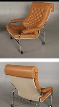 Designerski Fotel z podnóżkiem Nakamura loft vintage Vitra Knoll Chair