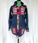 Kurtka zimowa boho bohemian hippie etno XL 42 niebieska kolorowa
