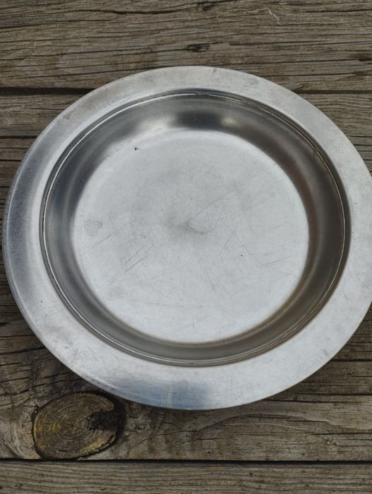 Металлическая, нержавеющая тарелка, миска СССР, мелкая, диаметр19 см
