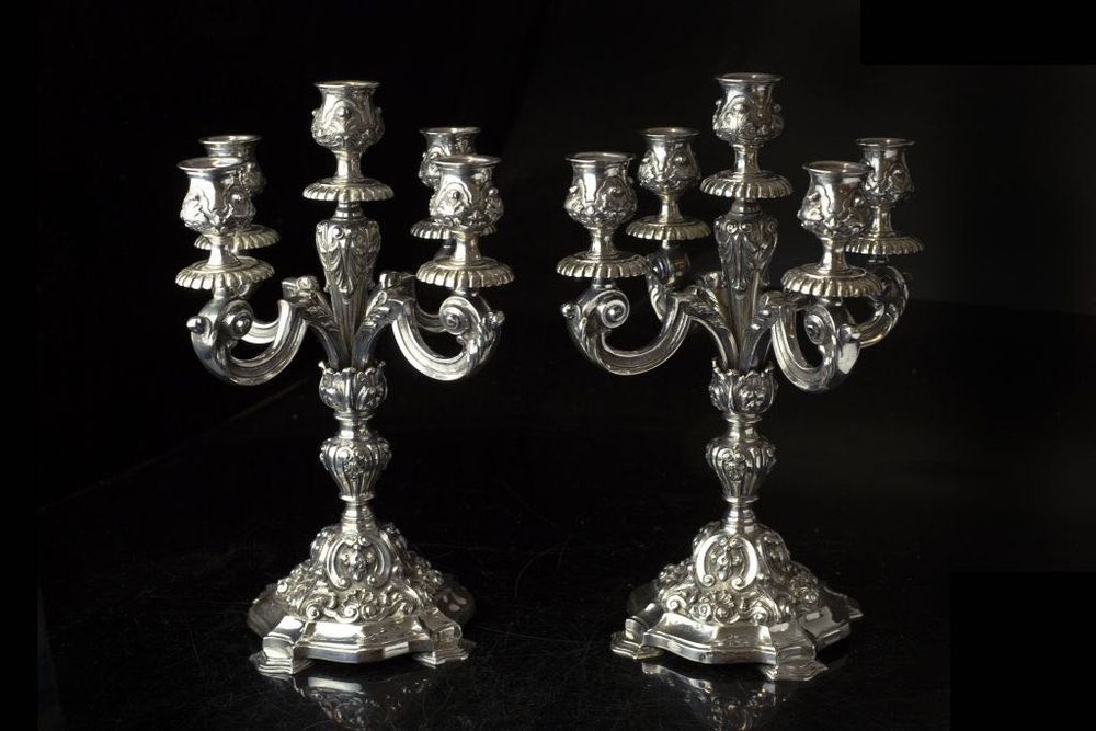 Par de Candelabros de Quatro Lumes Art -Deco