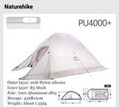namiot cloud up 2 upgraded naturehike nylon 20D z kołnierzami śniegowy