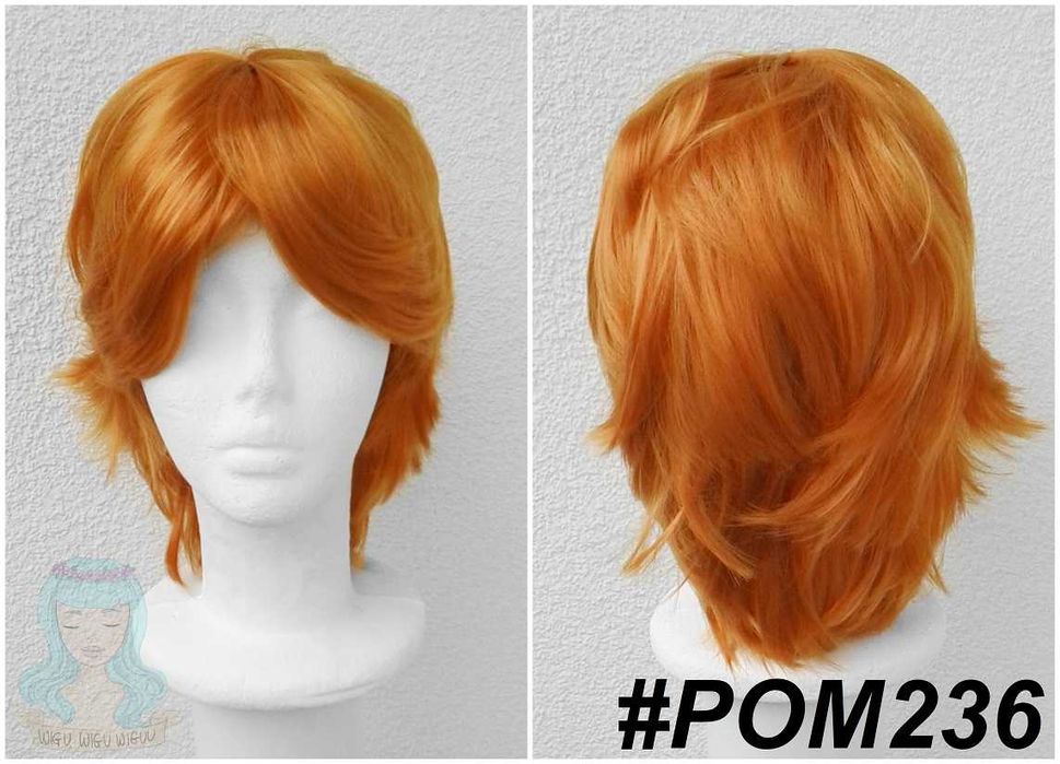 Krótka ruda pomarańczowa peruka męska krótki męski rudy cosplay wig