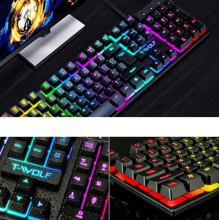 ZESTAW GAMINGOWY klawiatura mysz gamingowa podświetlenie led rgb