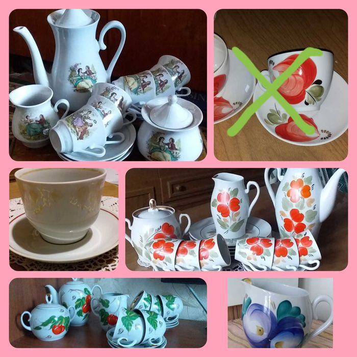 Сервизы ,чайные пары.сливочник времен ссср Полтавский фарфор з-д