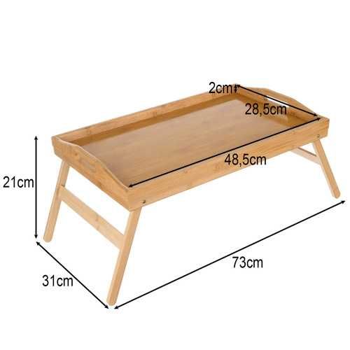 Stolik Śniadaniowy pod laptopa do łóżka TACA BAMBUSOWA DREWNIANA