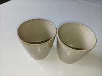 Kubki ceramiczne kremowe w granatowe plamki (2 sztuki)