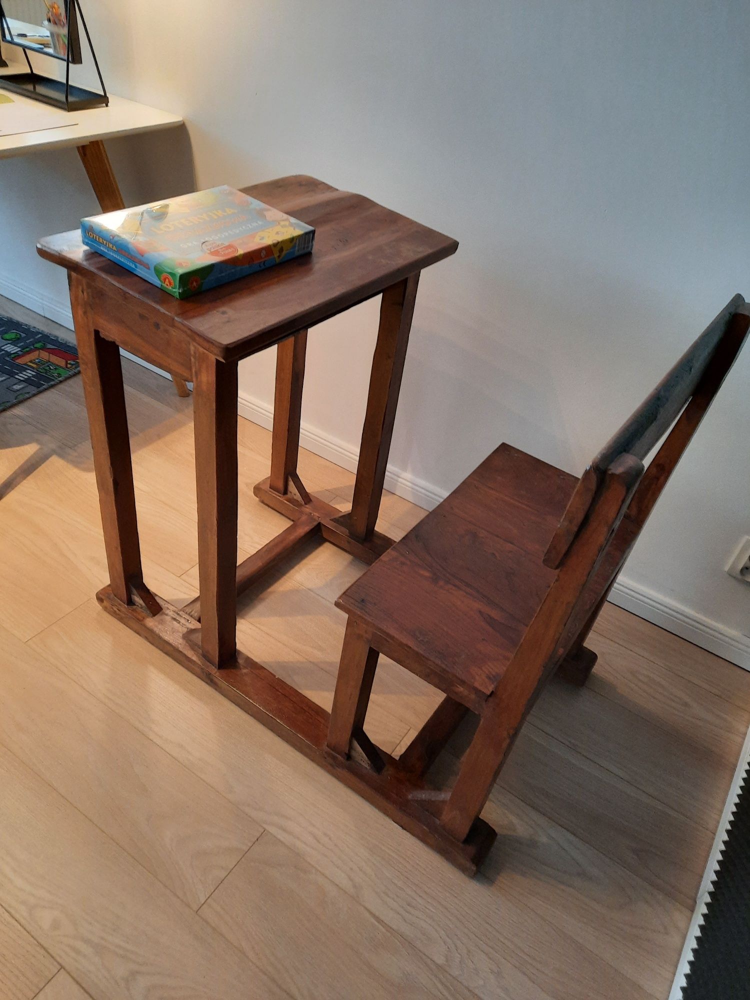 Ławka, biurko drewniane