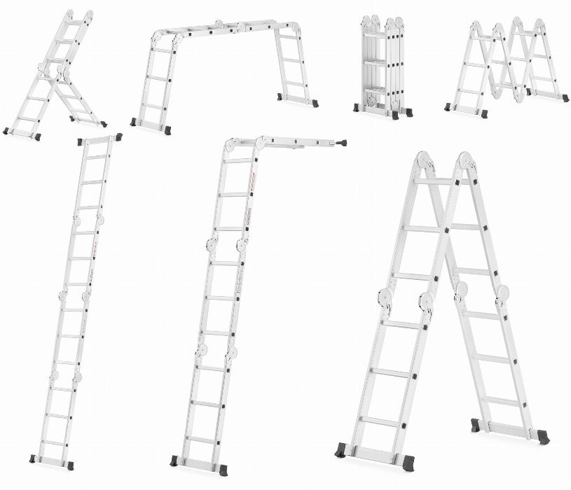 Wielofunkcyjna DRABINA PRZEGUBOWA aluminiowa 4x3 z PODESTEM - Promocja