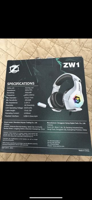 Sluchawka gamingowy ZW1