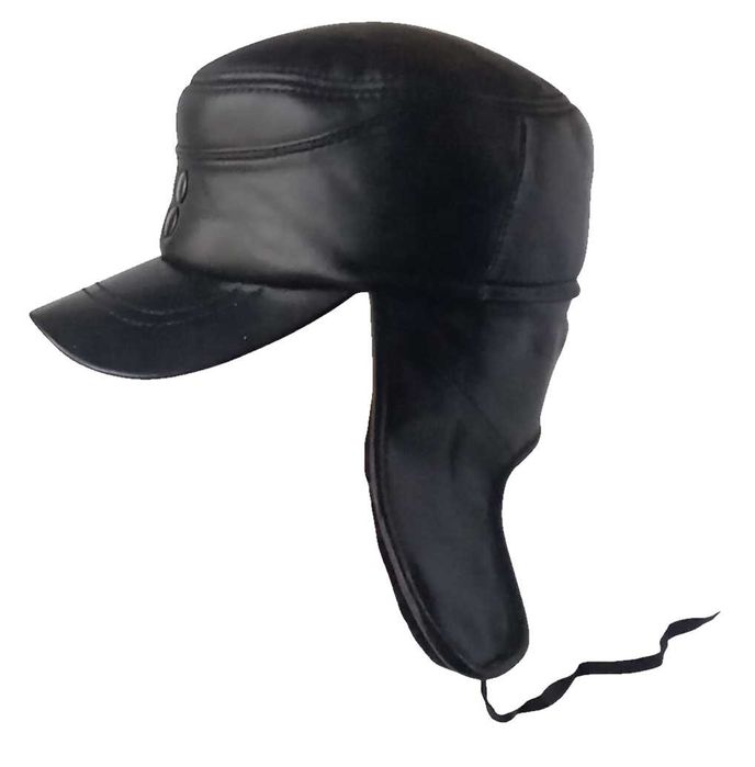 Зимова чоловіча шапка з натурольного хутра чорна р.60