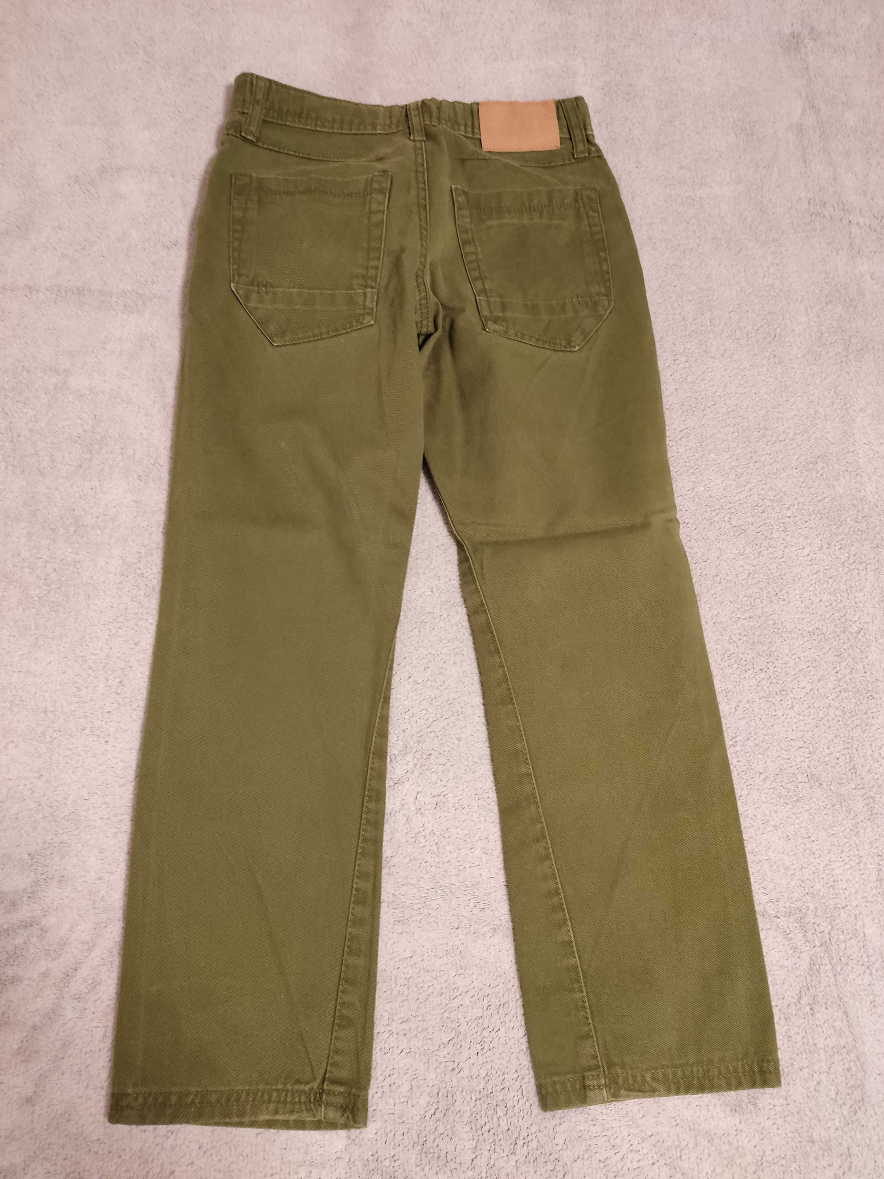 spodnie r.134 9 lat jeansy bawełniane zielone Marks&Spencer