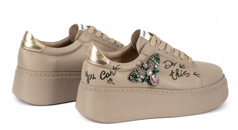 Nowe Sneakersy Chebello 3089 Beżowe rozmiar 40