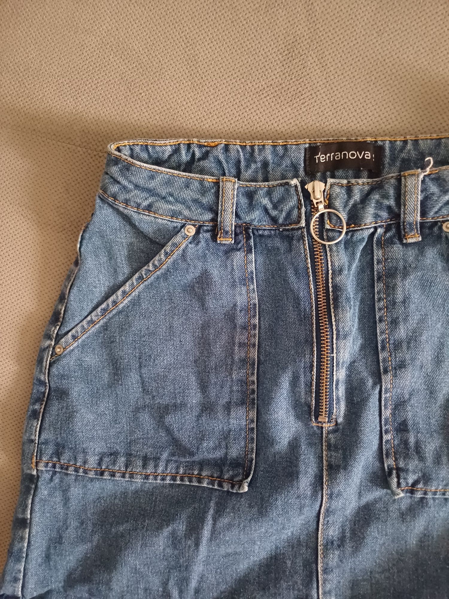 Spódniczka spodnica jeansowa z suwakiem granatowa