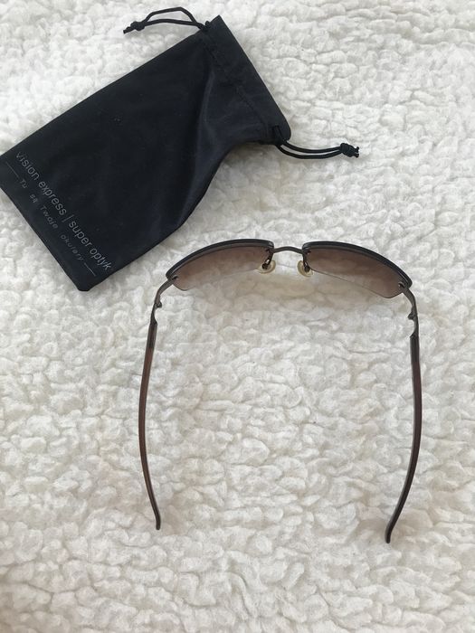 Brązowe metalowe męskie okulary przeciwsłoneczne Max Mara vintage