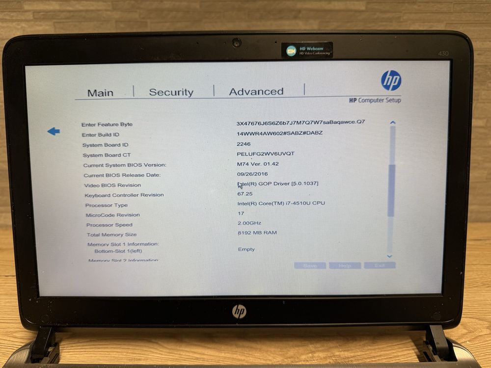 Плата,материнка, HP Probook 430 G2 intel i7-4510U,матриця з засвітом