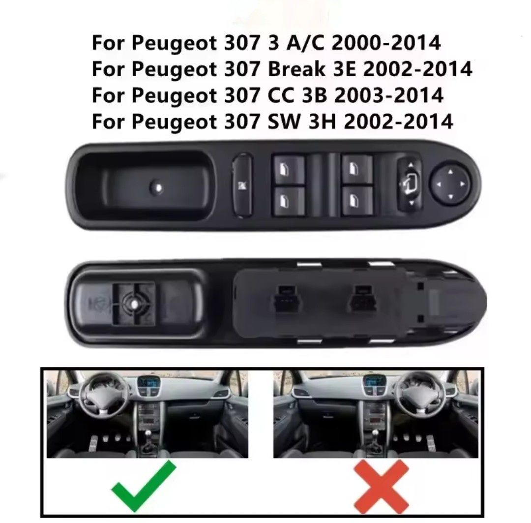 Comando interruptor botões vidros Peugeot 307, 407