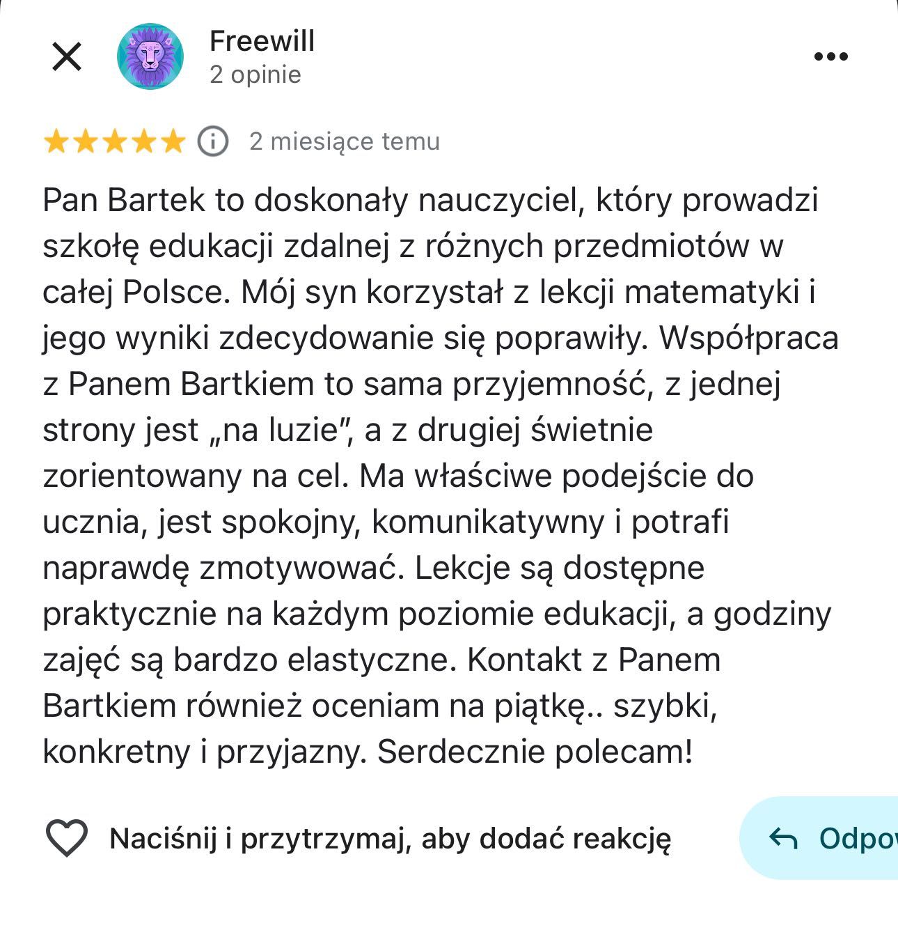 Korepetycje Matematyka z egzaminatorem CKE Szkoła Średnia i Podstawowa