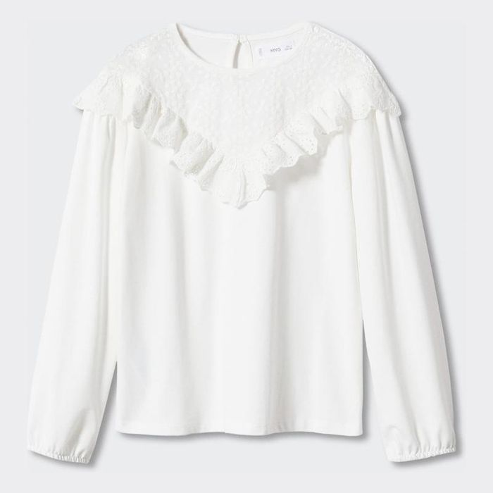 Бавовняна блуза шкільна Mango, 12/152, біла