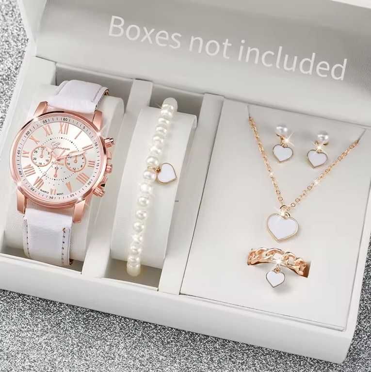 Conjunto de Relógio/Pulseira/Brincos/Colar/Anel